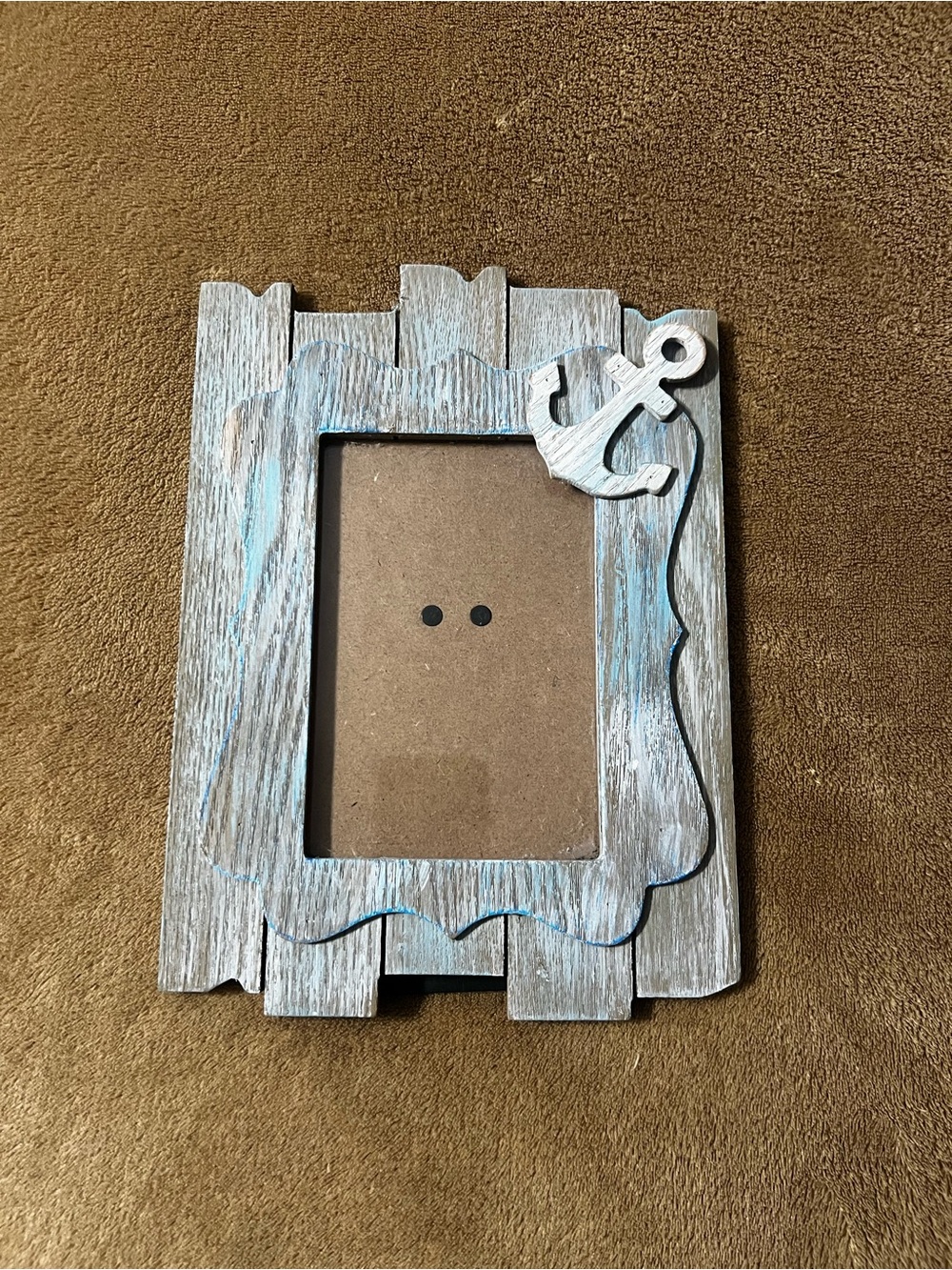Rustic Blue Wash Nautical Anchor Photo Frame - Unbranded